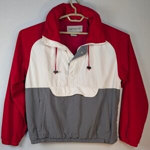 Obermeyer Ski Jacket Mens M Red Anorak Pullover Snowboard Vintage 90s Colorblock